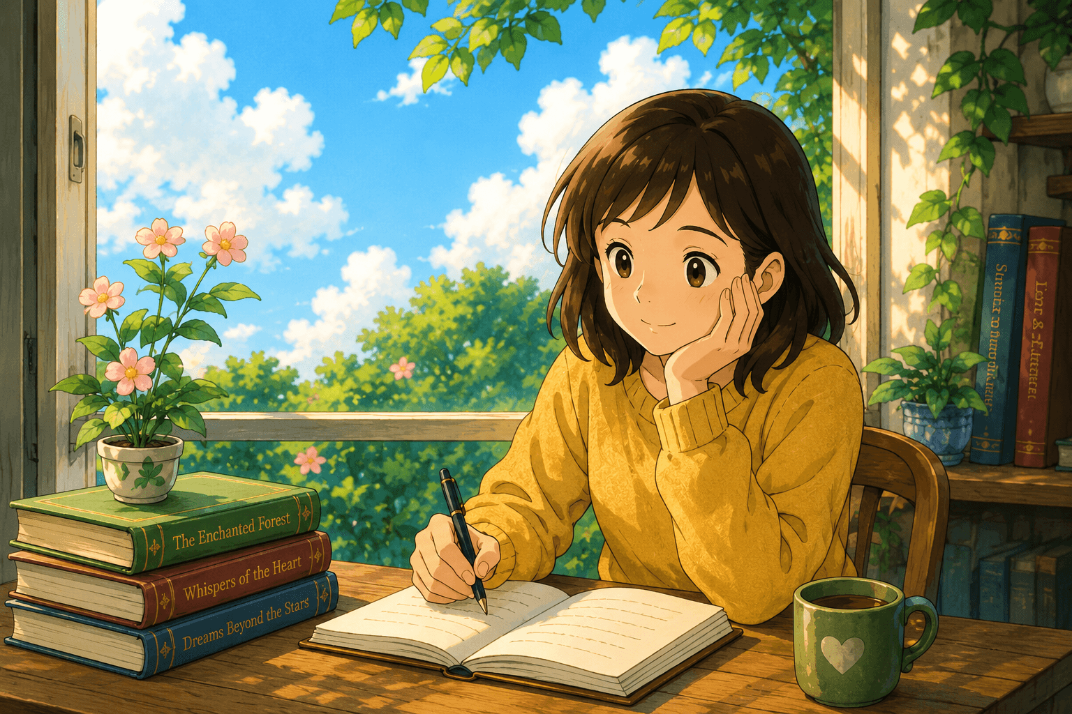 A cozy reading corner illustration